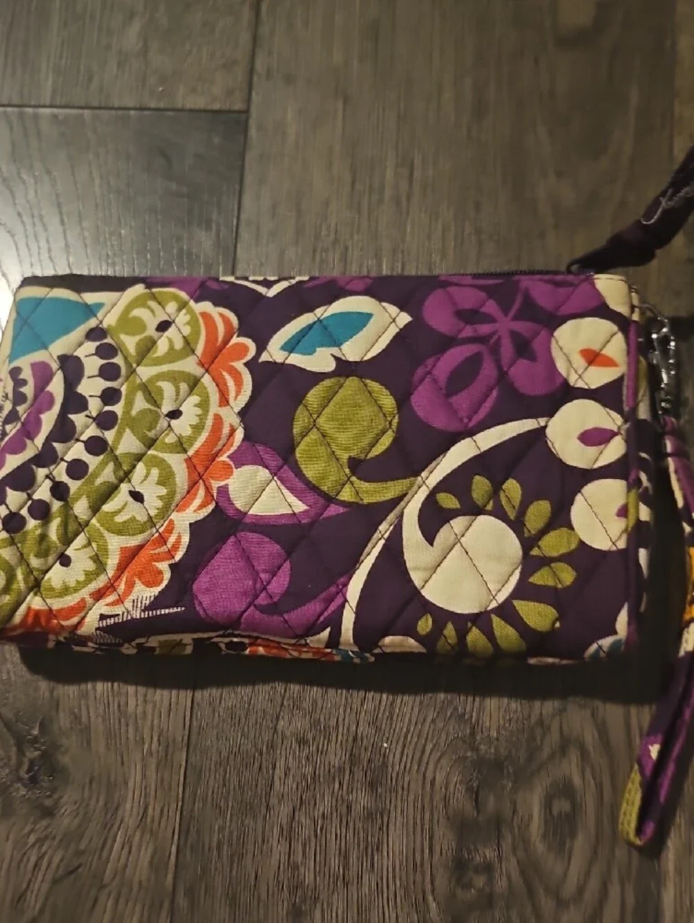 Vera Bradley Plum Crazy Purple Quilted Wristlet and Card Pouch Purse